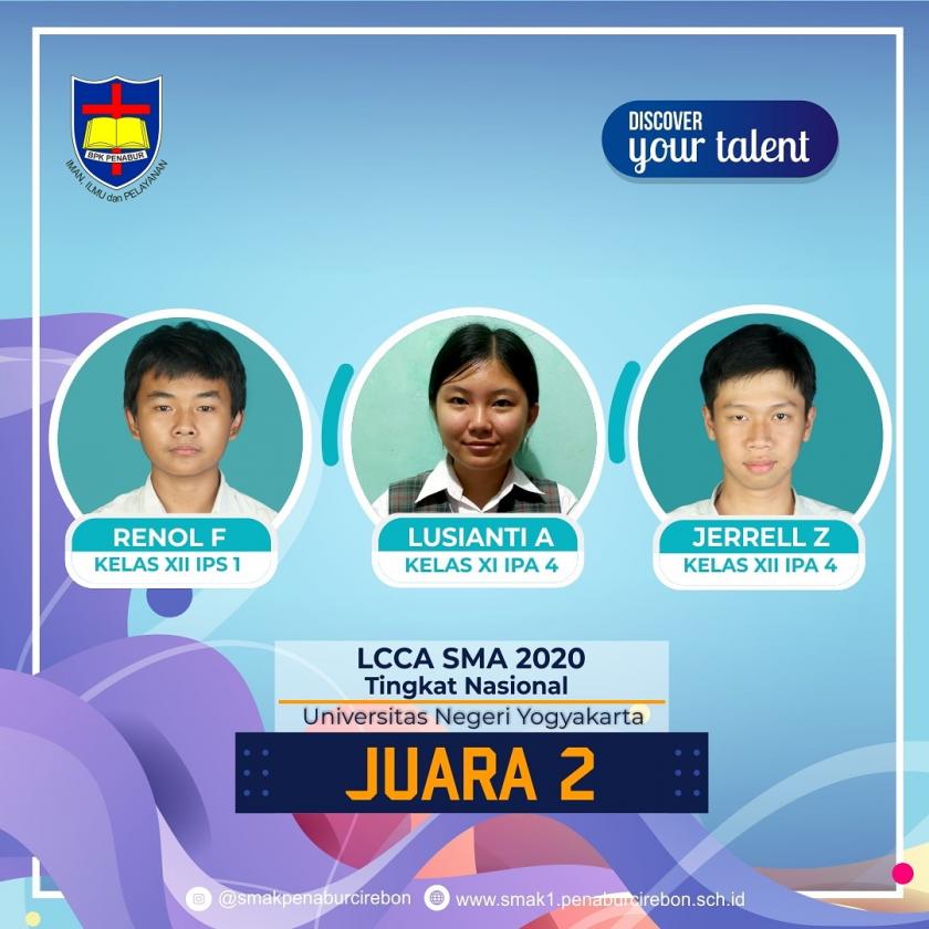 Tim Lomba Akuntansi SMA Kristen PENABUR Cirebon meraih juara 2 LCCA Nasional 2020